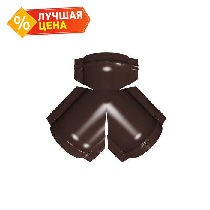 Тройник Y конька полукруглого Satin Мatt с пленкой RAL 8017 шоколад