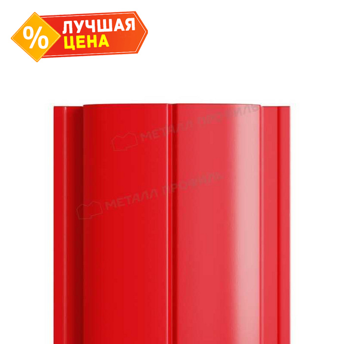 Штакетник Металл Профиль ELLIPSE-T 0,45 Полиэстер RAL3020 Красный насыщенный